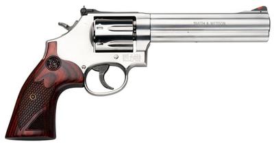Smith  Wesson 150712 Model 686 Plus Deluxe 357 Mag or 38 SW Spl P Stainless Steel 6 Inch Barrel, 7rd Cylinder, Satin Stainless Steel L-Frame, Textured Wood Grip, Internal Lock  | 357 MAGNUM | 150712 | 022188141580