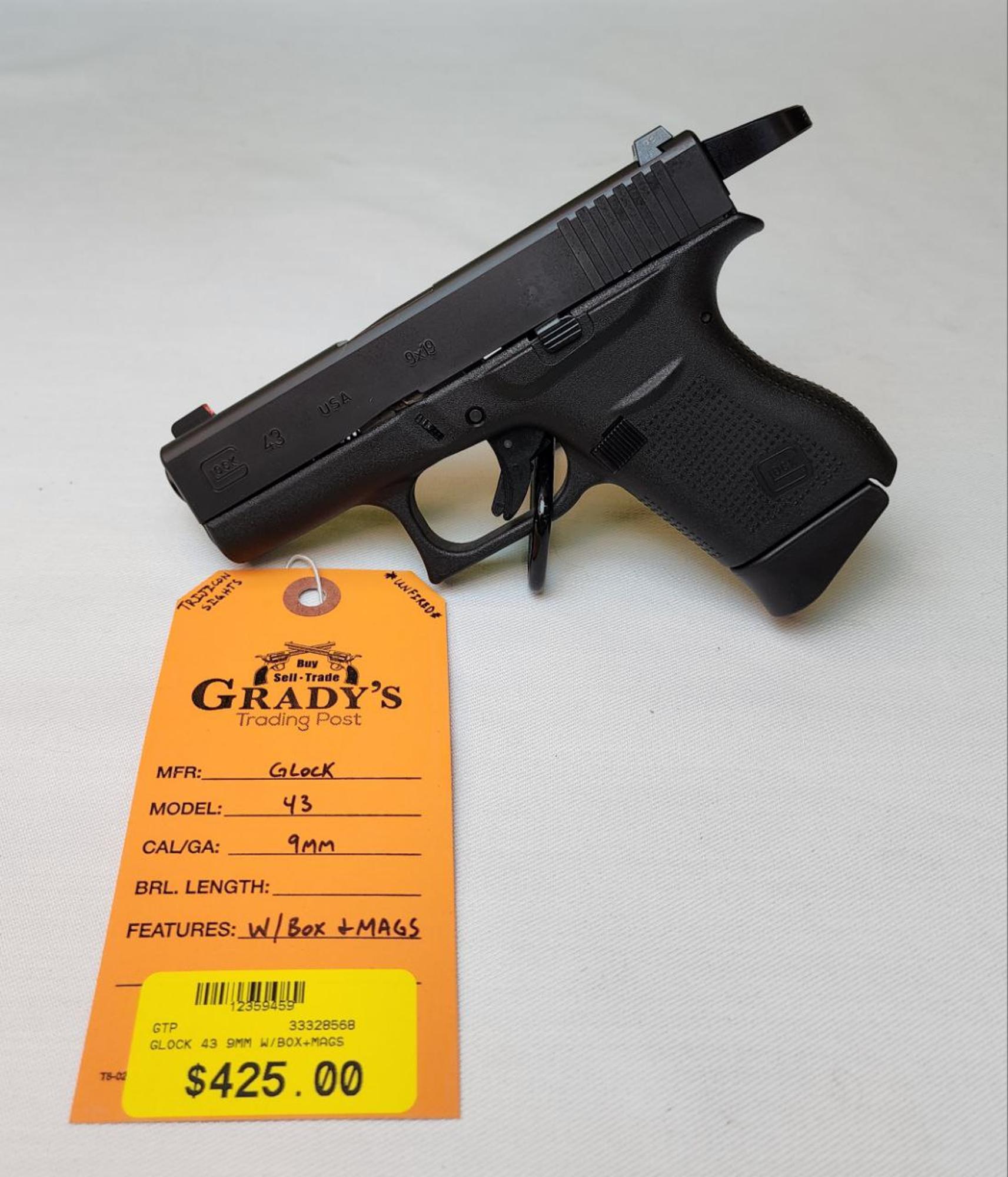 GLOCK 43 9MM W/BOXMAGS  | 9 MM LUGER | 33328568 | 12359459